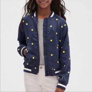 Gap Kids Emoji Dot Navy Blue Bomber Jacket S
